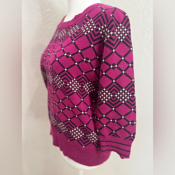 NWOT ANNE KLEIN Women's Argyle Pattern Sweater - Pink - Picture 3 of 12